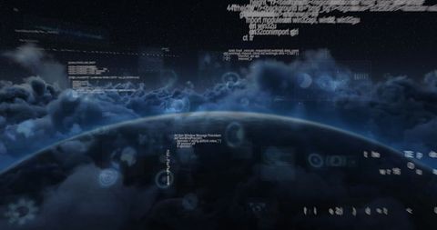 Digital Data Processing Over Earth with Technological Interface - Download Free Stock Images Pikwizard.com