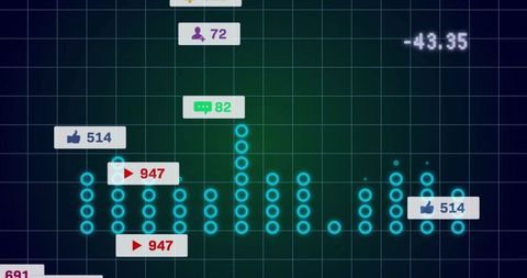 Digital data analytics chart with icons and labels