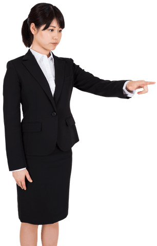 Asian Businesswoman Pointing Finger with Transparency Background