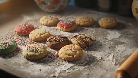 Freshly Decorated Sugar Cookies with Colorful Icing Toppings