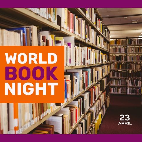 world book night in vibrant library setting - Download Free Stock Templates Pikwizard.com