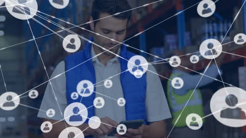 Digital Network Overlay on Warehouse Worker Using Tablet