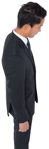 Transparent Sad Businessman Looking Down in Formal Attire
