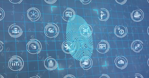 biometric fingerprint integration with digital network icons - Download Free Stock Images Pikwizard.com
