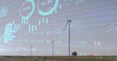 Wind Turbine Generating Renewable Energy with Holographic Data Overlay and Analytics