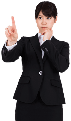Asian Businesswoman Using Virtual Interface Isolated on Transparent Background - Download Free Stock Videos Pikwizard.com
