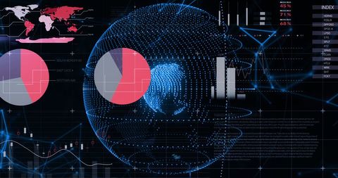 Digital Data Visualization on Global Holographic Map - Download Free Stock Images Pikwizard.com