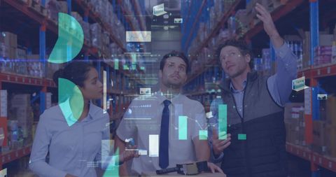 Warehouse team discussing financial data integration