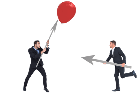 businessmen battling with oversized arrows on transparent background - Download Free Stock Videos Pikwizard.com