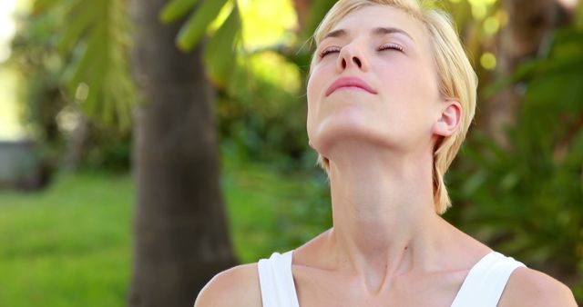 Woman Practicing Mindfulness Breathing Outdoors - Download Free Stock Images Pikwizard.com