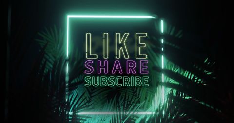 Neon Social Media Engagement Text with Tropical Leaves - Download Free Stock Images Pikwizard.com