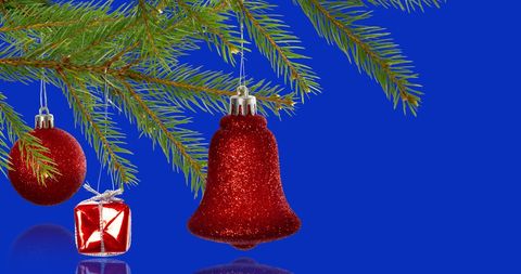 Festive Christmas Decorations on Blue Background - Download Free Stock Images Pikwizard.com
