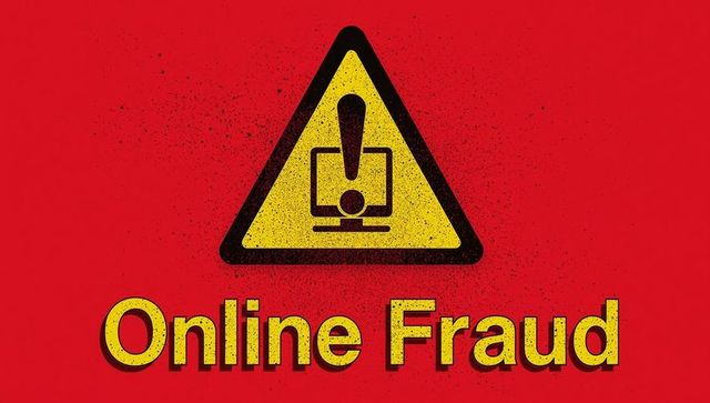 Online fraud warning sign with exclamation symbol