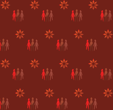 Seamless Transparent Pattern with People and Floral Icons on Brown - Download Free Stock Videos Pikwizard.com