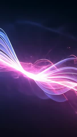 Vertical video neon ribbons weaving and glowing on dark navy backdrop with spark trails