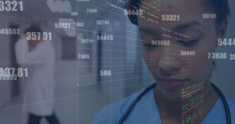 Doctor Analyzing Medical Trends With Digital Data Overlay