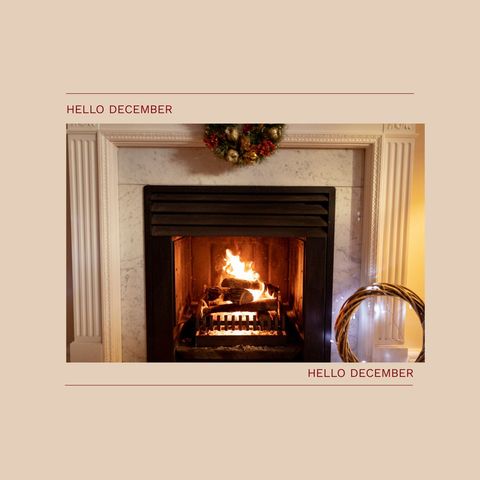 Cozy fireplace with christmas decor welcoming december