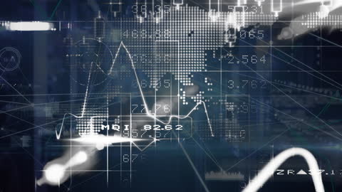 Global Financial Data Processing in Server Room Animation