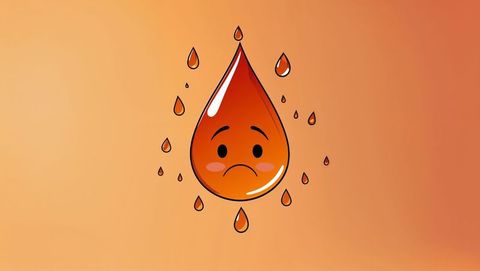 Sad faced cartoon droplet with gradient backdrop