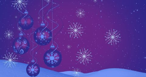 Festive Christmas Baubles with Snowflakes Digital Scene