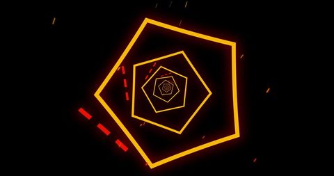 Neon Orange Pentagons with Red Light Trails on Black Background - Download Free Stock Images Pikwizard.com