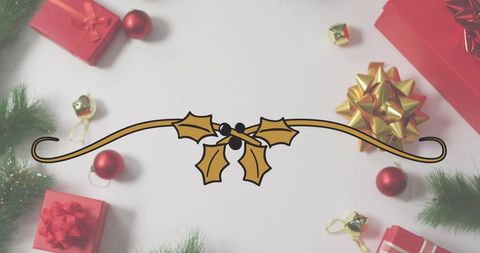 Festive Christmas Present Arrangement with Golden Accents - Download Free Stock Images Pikwizard.com