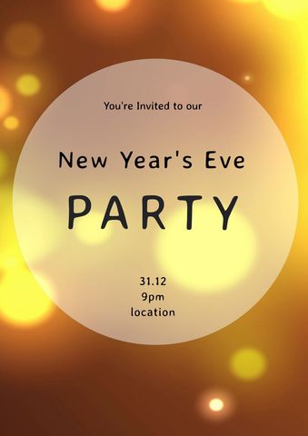 new year's eve party invitation with bokeh lights - Download Free Stock Templates Pikwizard.com