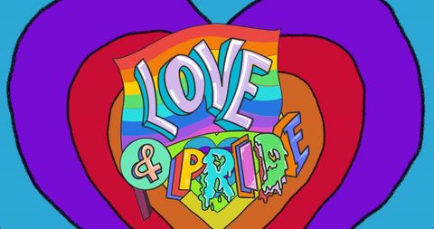 Colorful Love and Pride Design with Rainbow Hearts