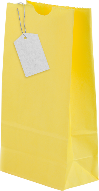 Yellow Transparent Paper Bag with Blank Price Tag for Customization - Download Free Stock Videos Pikwizard.com