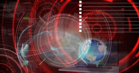 Futuristic holographic earth globe in high-tech control center