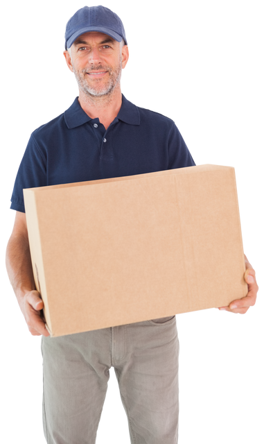 Transparent Happy Delivery Man Holding Cardboard Box for Fast Shipping - Download Free Stock Videos Pikwizard.com