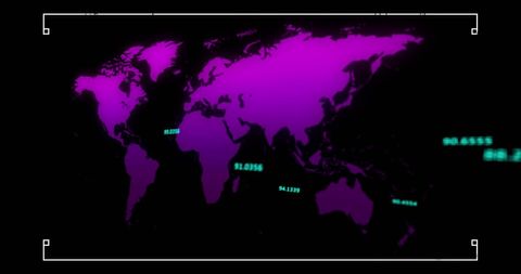 Animated Global World Map with Digital Data Display - Download Free Stock Images Pikwizard.com