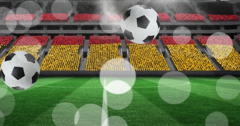 Floating Soccer Balls Over Stadium with German Flag - Download Free Stock Images Pikwizard.com
