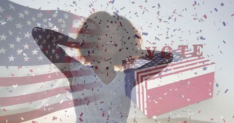 Celebration of democracy with american flag and voting theme