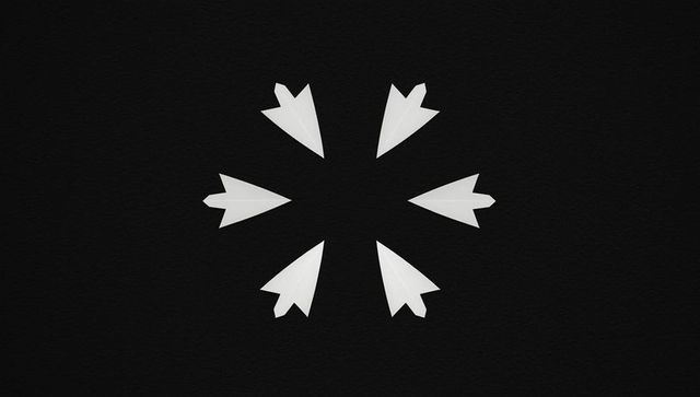 Six white cursors converging on dark textured background