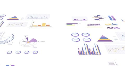 Colorful data graphs on white background for business analysis
