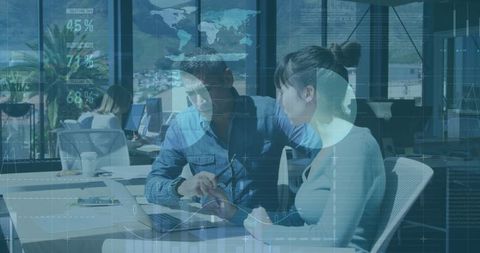 Team Collaboration with Digital Analytics in Modern Office