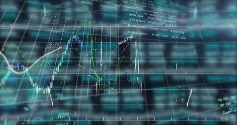 Animated Financial Data and Graphs Display