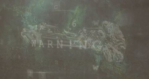 Abstract futuristic technology with traces and warning elements