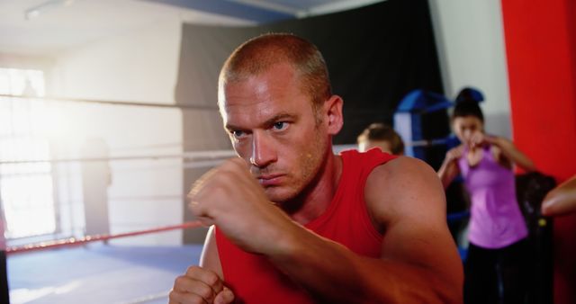 Focused Boxer Training in Gym with Group Class - Download Free Stock Images Pikwizard.com