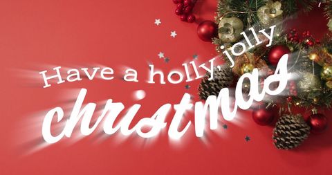 Festive Christmas Greeting with Holly and Ornaments - Download Free Stock Images Pikwizard.com