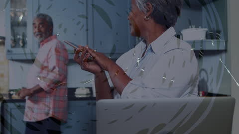 Senior Couple Using Digital Technology in Kitchen Environment