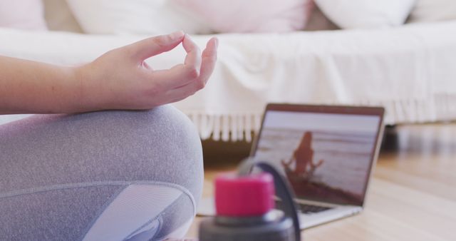 Person Practicing Yoga with Online Tutorial at Home - Download Free Stock Images Pikwizard.com