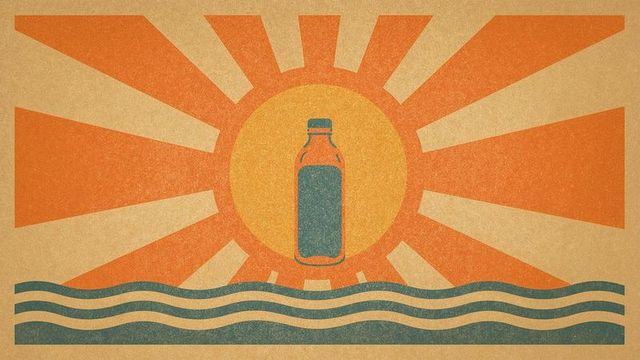 Minimalist Eco Poster Bright Sunburst over Ocean Waves