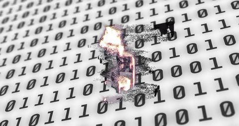 Burning Telephone Over Binary Code Symbolizing Digital Disruption - Download Free Stock Images Pikwizard.com