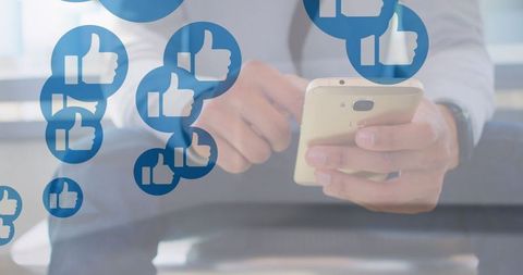 Caucasian Businessman Engaged on Smartphone Amidst Social Media Reactions - Download Free Stock Images Pikwizard.com