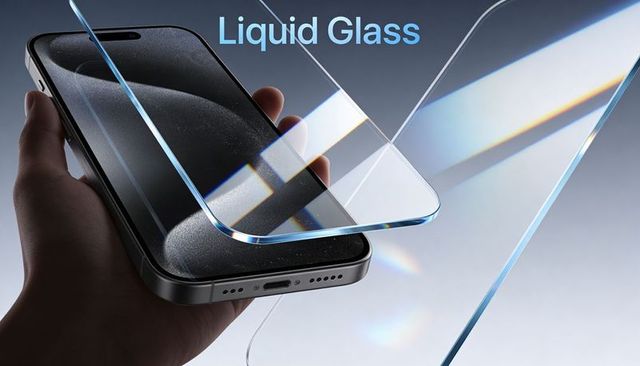 Aligning liquid glass screen protector on modern smartphone with prismatic reflections