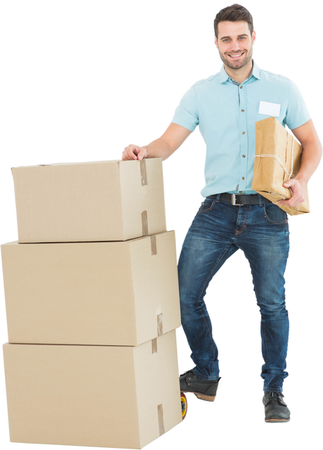 Professional Courier with Cardboard Boxes on Transparent Background - Download Free Stock Videos Pikwizard.com