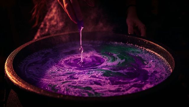 Mystical liquid experiment in neon colors