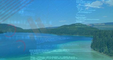 Nature and Technology Collide: Code Overlays on Scenic Lake View